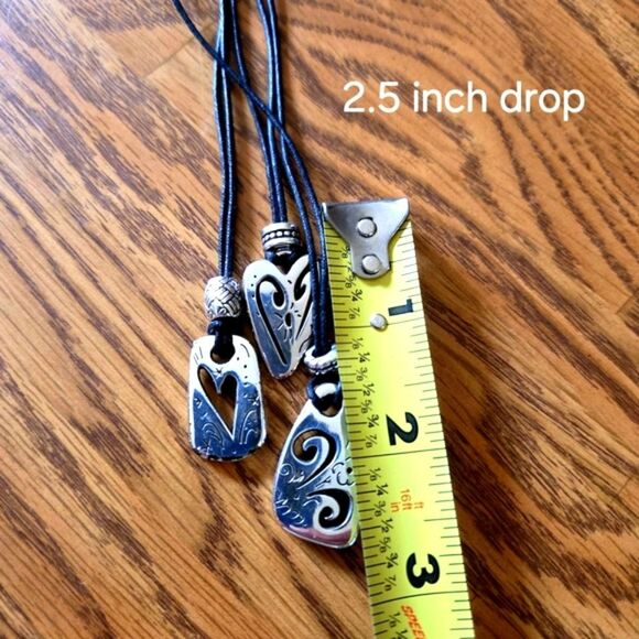 BRIGHTON "Brazilian Hearts" Black, Silver Hearts Necklace STATEMENT MAKING! - Picture 8 of 11